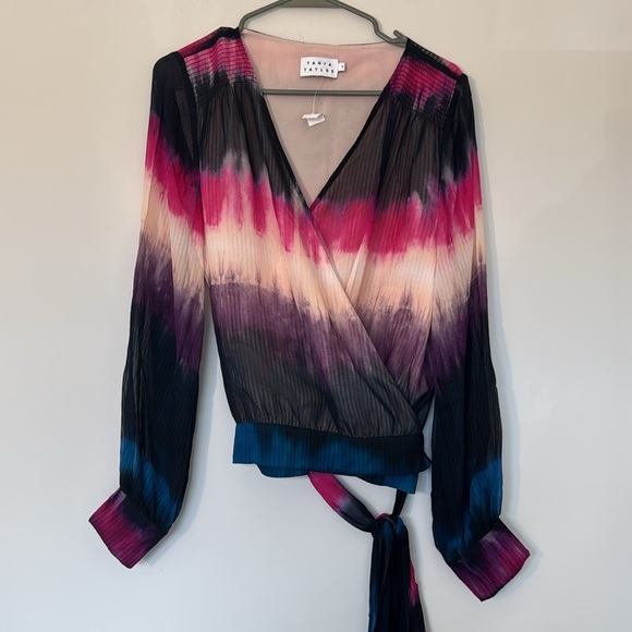 NWT Tanya Taylor Silk Wrap Multicolor Blouse - 8 - Picture 1 of 5